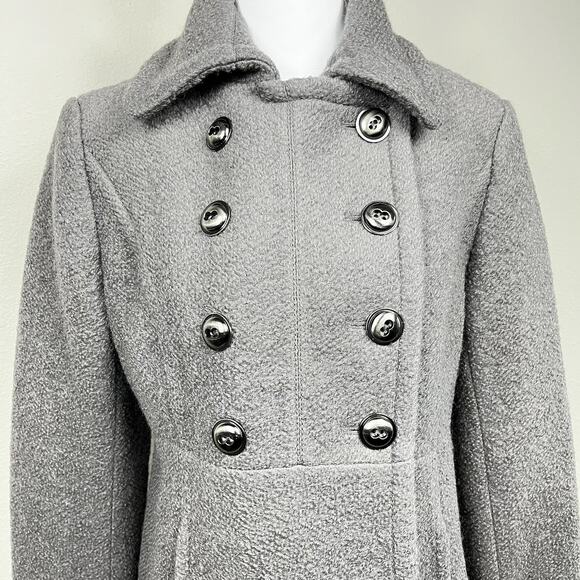 Kenneth Cole Women’s Wool Blend Double Breasted Coat Gray Size 8 Thigh Length - Picture 3 of 14